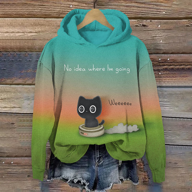 Rainbow Confusing Cat Alphabet Pattern Print Long Sleeve Hoodie - Multicolor - 8XL - image 1