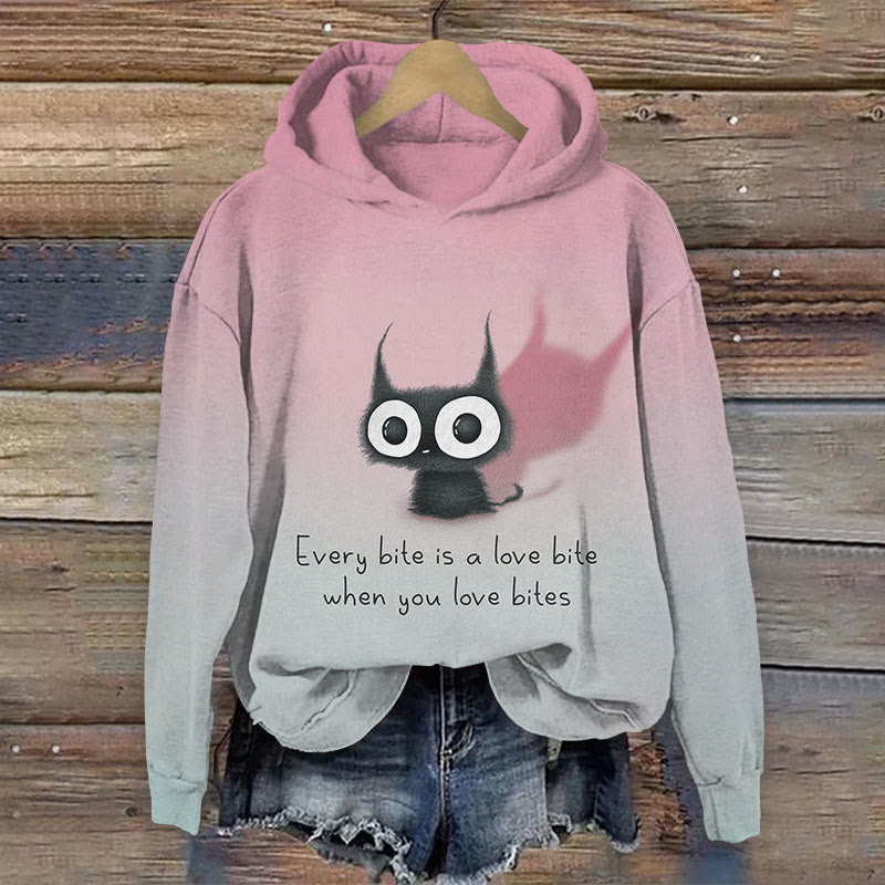 Abstract Cartoon Black Cat Alphabet Pattern Print Long Sleeve Hoodie - Pink - 8XL - image 1