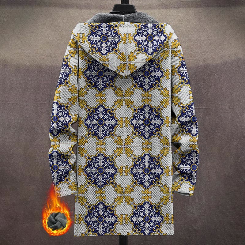 Vintage Floral Pattern Print Unisex Plush Thick Long-sleeved Fleece Jacket Coat - image 3