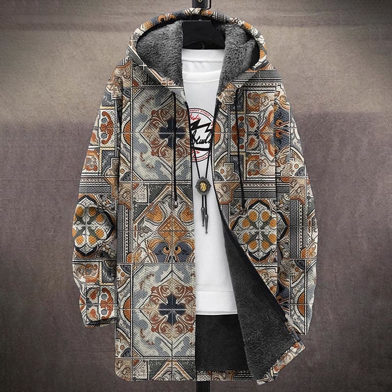 Vintage Mystical Ethnic Floral Pattern Print Unisex Plush Thick Long-sleeved Fleece Jacket Coat - image 2