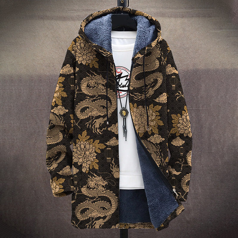 Fashion Vintage Paisley Floral Print Unisex Plush Thick Long-sleeved Fleece Jacket Coat - image 2