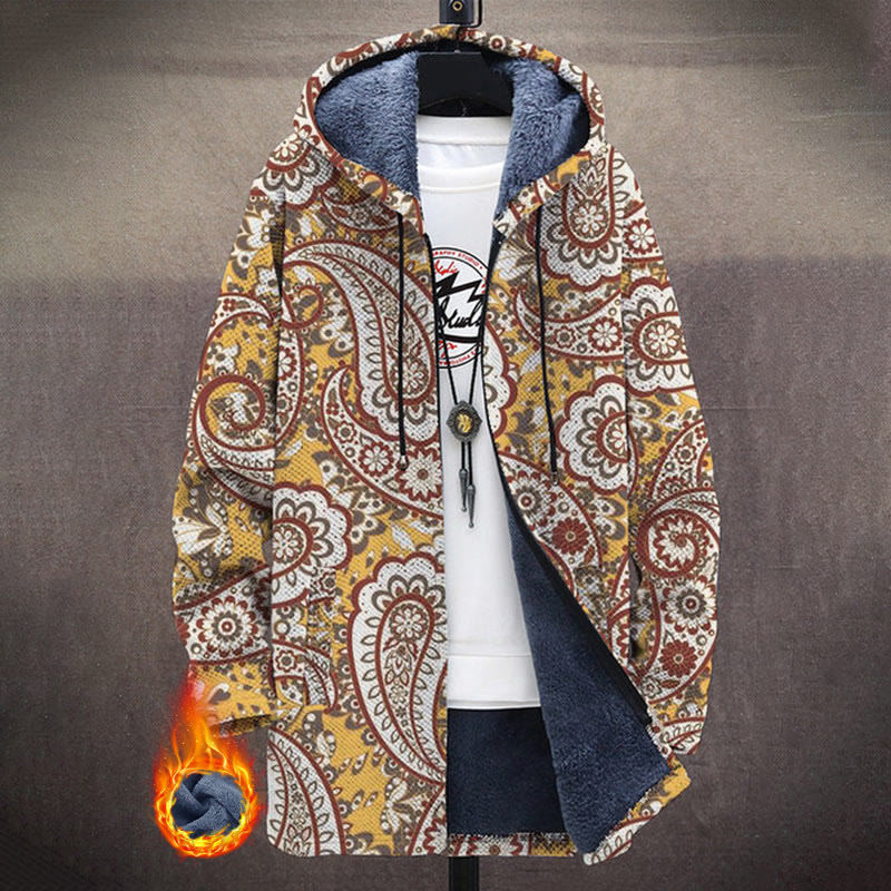 Fashion Vintage Paisley Floral Art Print Unisex Plush Thick Long-sleeved Fleece Jacket Coat - Multicolor - 5XL - image 1