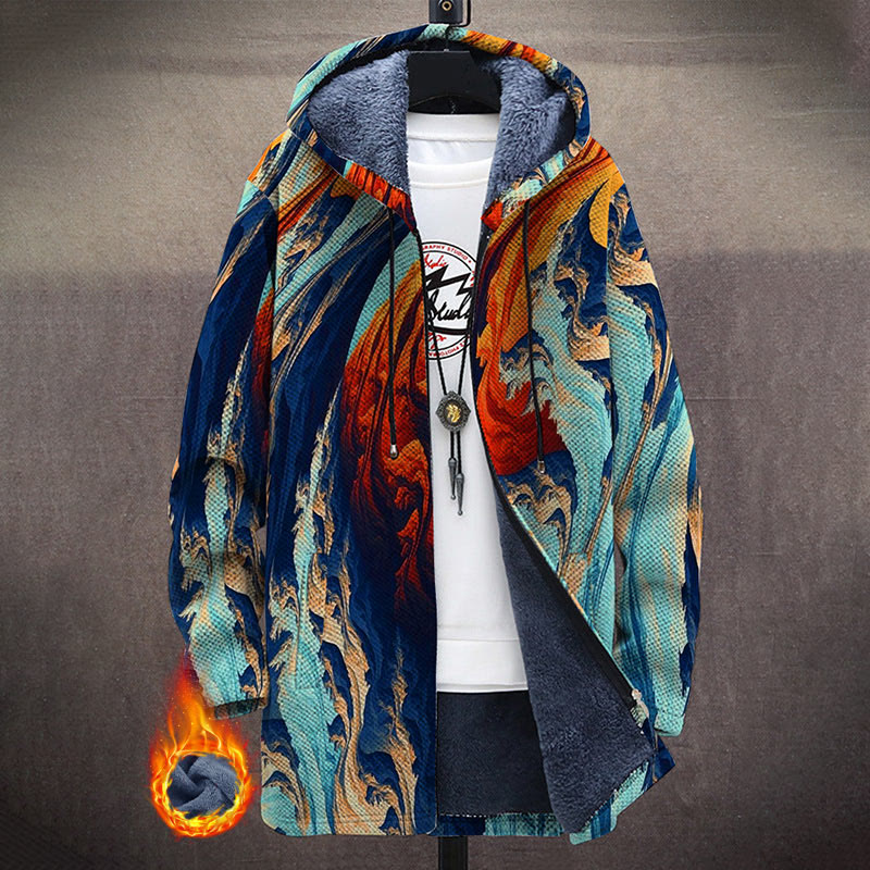 Oil Painting Colorful Fluid Art Pattern Print Unisex Plush Thick Long-sleeved Fleece Jacket Coat - Multicolor - 5XL - image 1