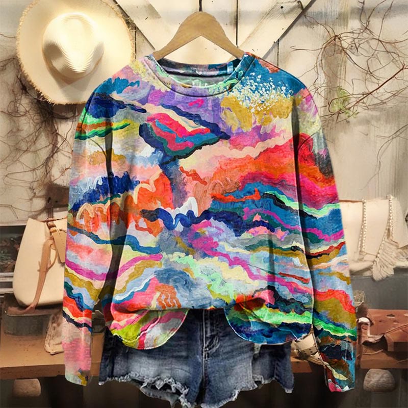 Colorful Graffiti Graphic Art Print Casual Crewneck Sweatshirt - Multicolor - 5XL - image 1