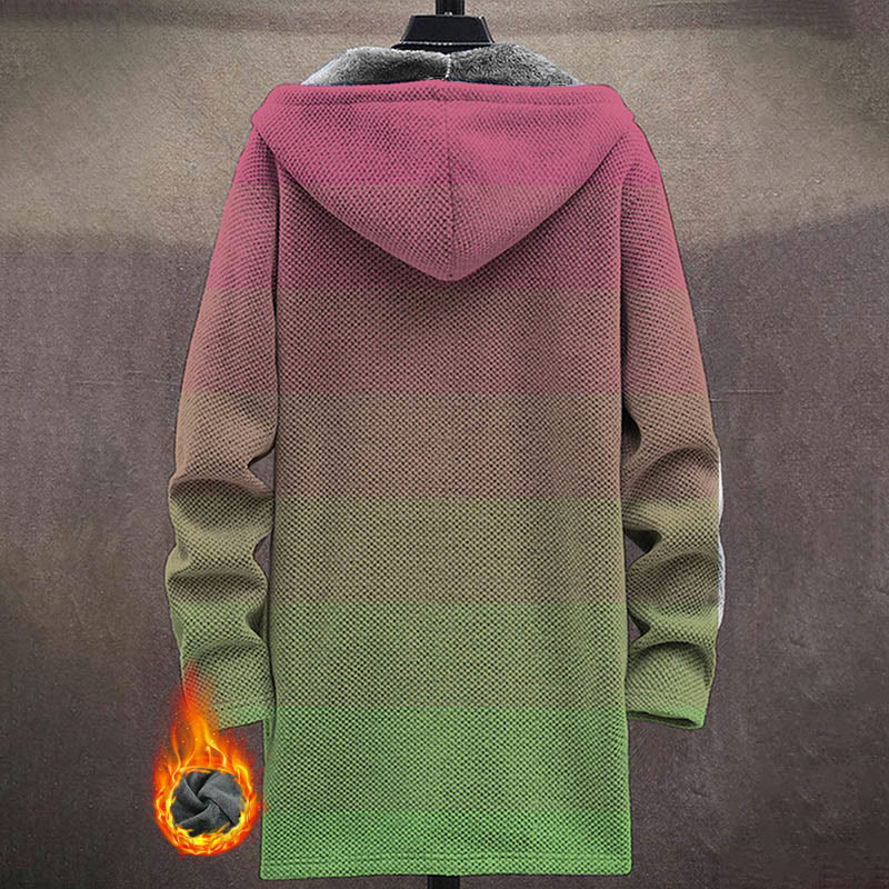 Men's Ombre Pink Gradient Print Unisex Plush Thick Long-sleeved Fleece Jacket Coat - image 3