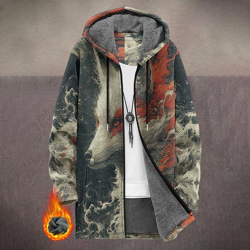 Mysterious Watercolor Fox Pattern Print Unisex Plush Thick Long-sleeved Fleece Jacket Coat - Multicolor - 5XL - image 1