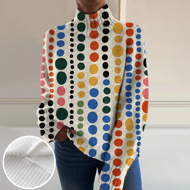 Retro Abstraction Art Print Turtleneck Pullover Sweater - Multicolor - 4XL - image 1