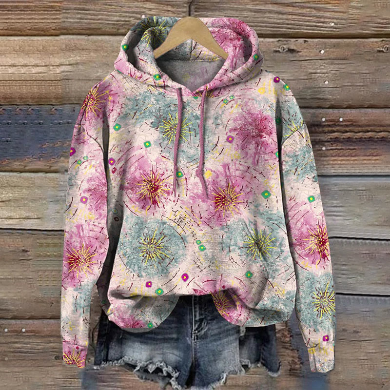 Colorblock Ombre Art Print Long Sleeve Hoodie - Purple - 8XL - image 1