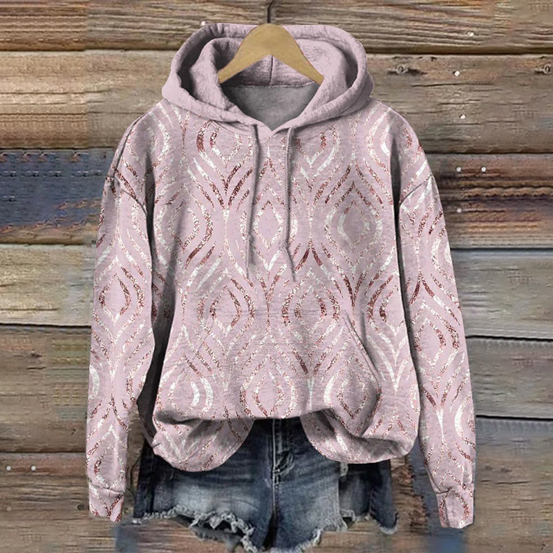 Pink Ombre Art Print Long Sleeve Hoodie - Light Purple - 8XL - image 1