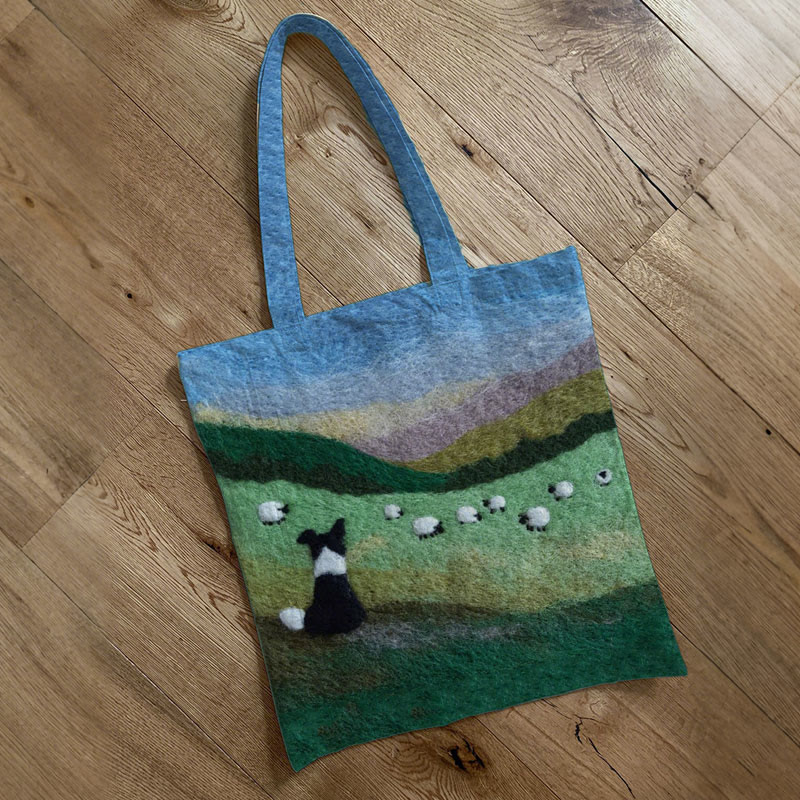 Grassland Sheep ＆ Pastoral Sheepdog Art Print Bag - Multicolor - one size - image 1