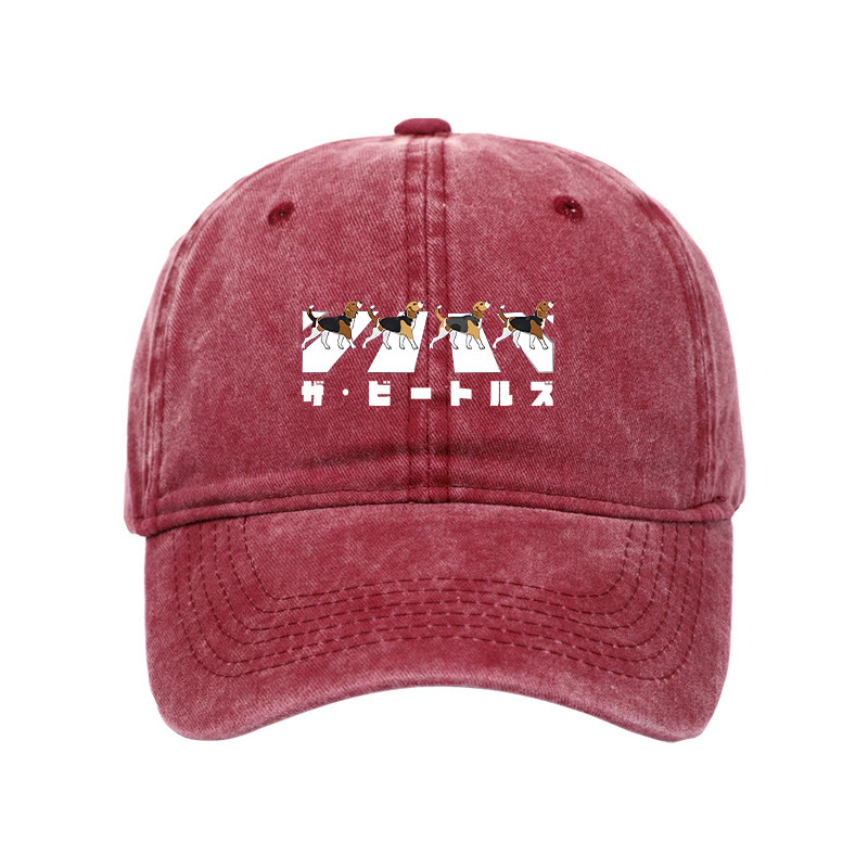 Unisex 100% Cotton Walking Beagles Vintage Print Cap - Rose - one size - image 6
