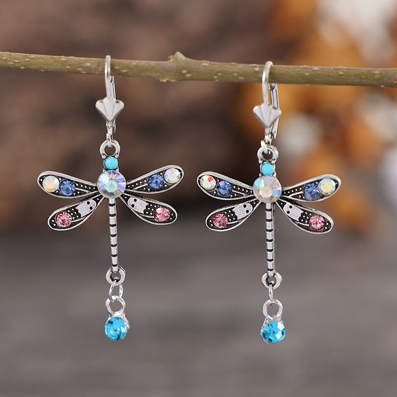Women's Fashion Colored Dragonfly Earrings - Silver - one size - image 1