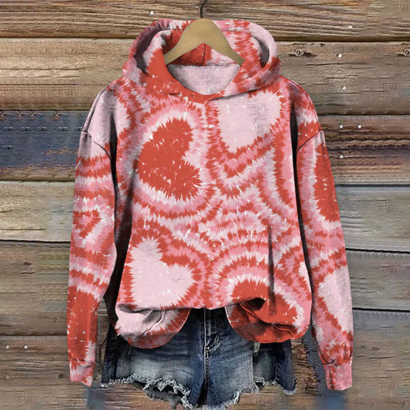 Valentine's Day Heart Painting Long Sleeve Hoodie - Red - 8XL - image 1