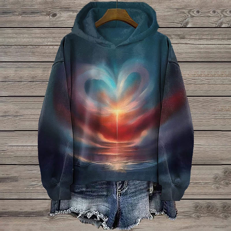 Valentine's Day Heart Painting Long Sleeve Hoodie - Multicolor - 8XL - image 1