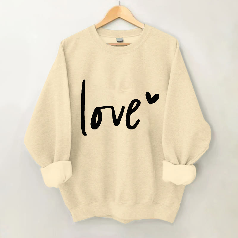 100% Cotton Valentine's Day Love Print Crew Neck Sweatshirt - Apricot - 2XL - image 2