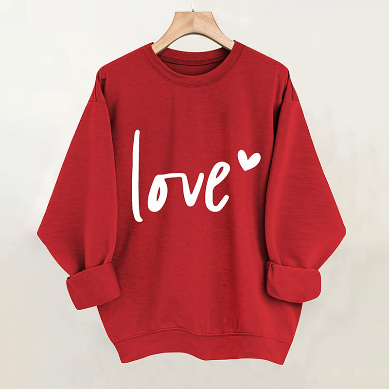 100% Cotton Valentine's Day Love Print Crew Neck Sweatshirt - Red - 2XL - image 1