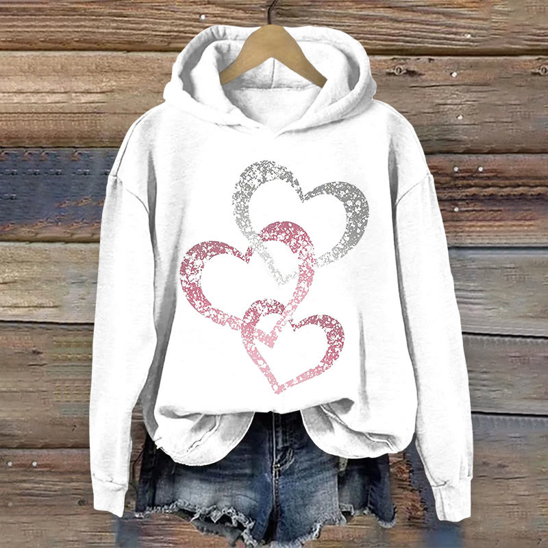 Valentine's Day Heart Painting Long Sleeve Hoodie - White - 8XL - image 1