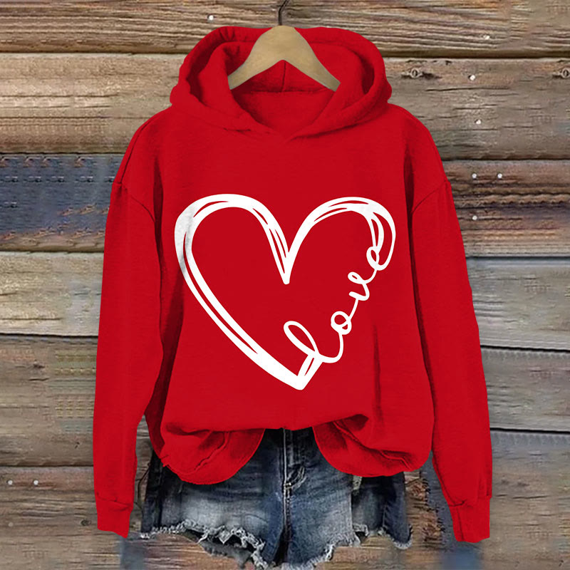 Valentine's Day Love Painting Long Sleeve Hoodie - Red - 8XL - image 1