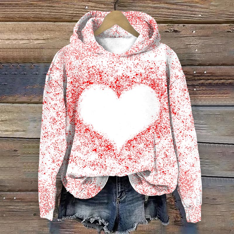 Valentine's Day Art Heart Painting Long Sleeve Hoodie - Red - 8XL - image 1