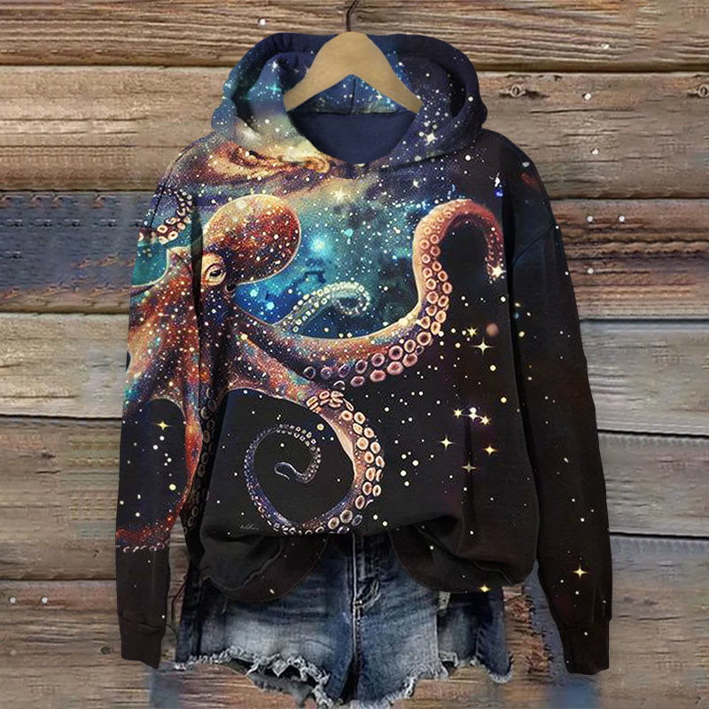 Personalized Octopus Art Print Long Sleeve Hoodie - Multicolor - 8XL - image 1