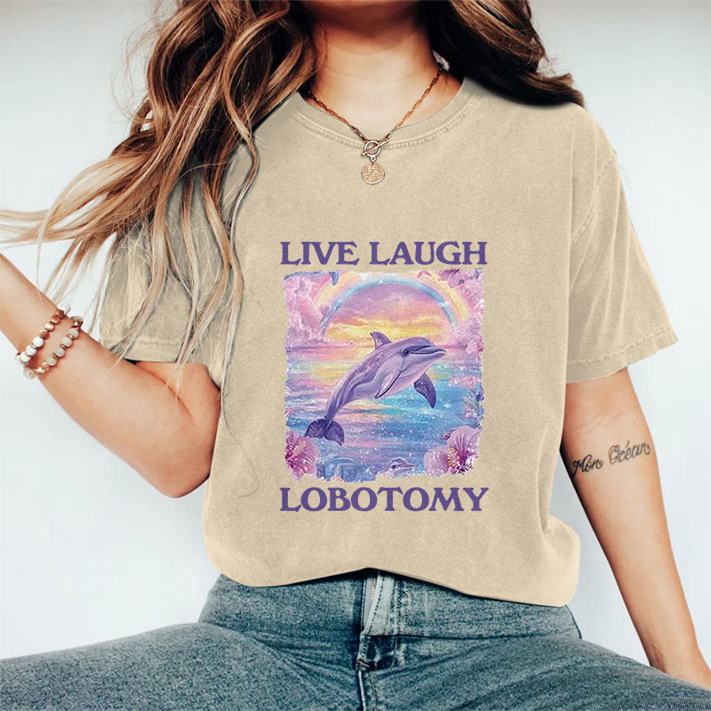 100% Cotton Live Laugh Lobotomy T-shirt - Apricot - 2XL - image 1