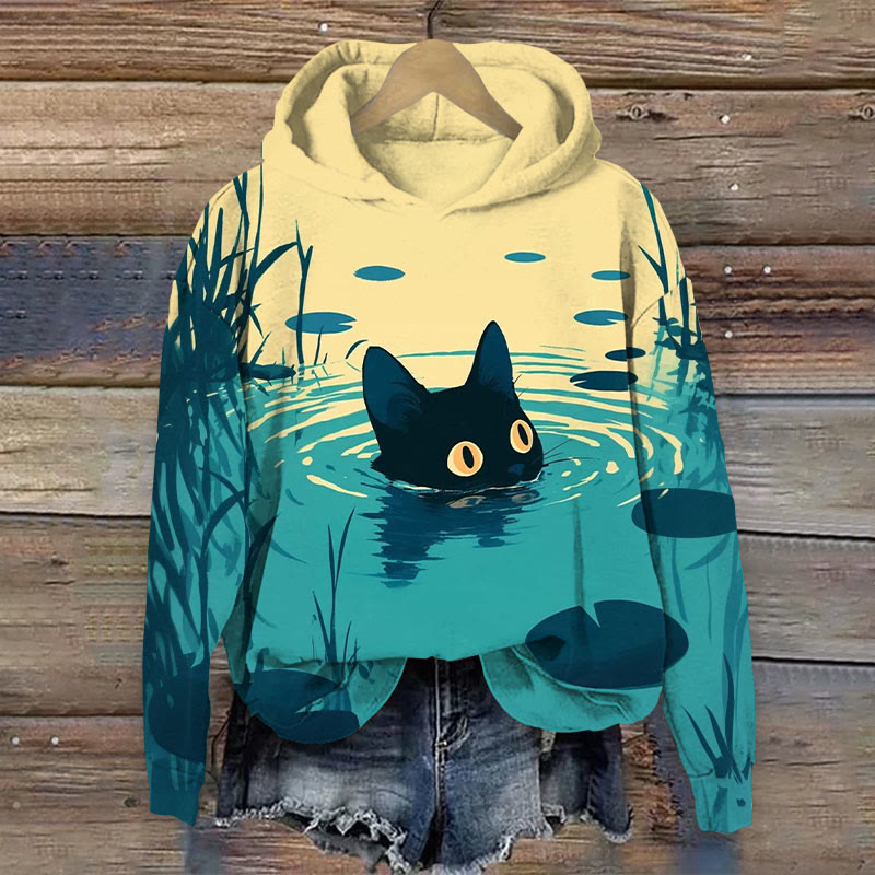 Funny Cat Art Paint Hoodie - Blue - 8XL - image 1