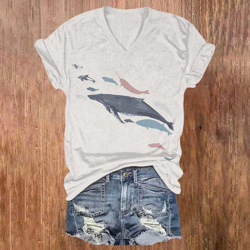 Japanese Vintage Ocean Animals Art Print T-shirt - Beige - 5XL - image 1