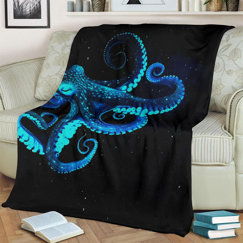 Three-dimensional Creative Octopus Print Blanket - Black - 100*150cm - image 1