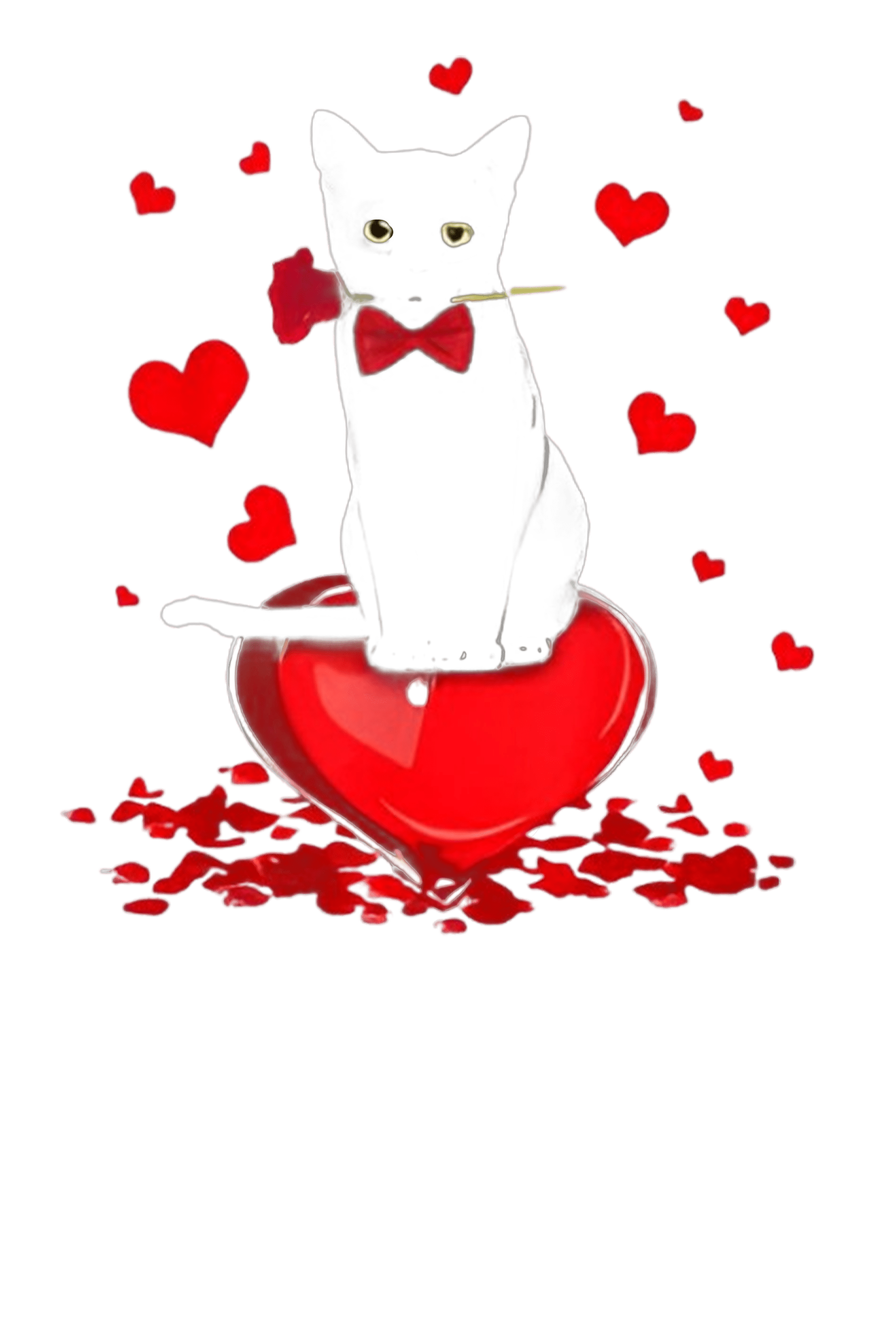 100% Cotton Valentine's Day Cat Hearts Print Crew Neck Sweatshirt - image 7