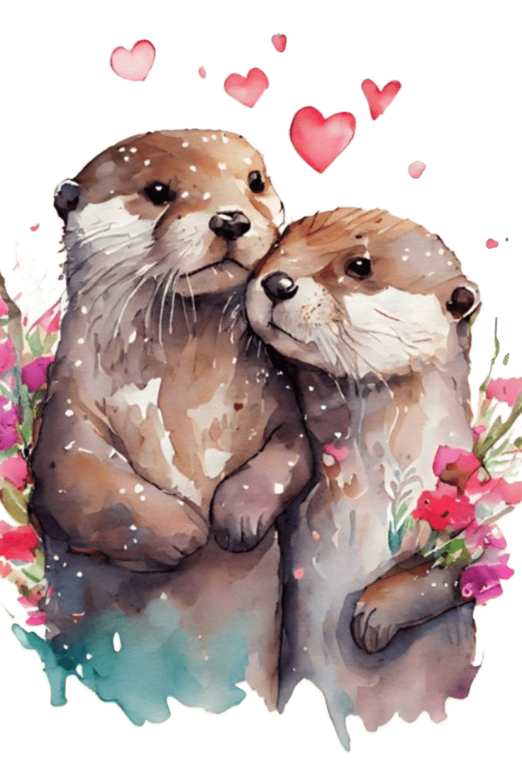 100% Cotton Valentine's Day Sea Otter Print Crew Neck Sweatshirt - image 6