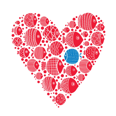100% Cotton Valentine Fish Hearts Print Crew Neck Sweatshirt - image 6