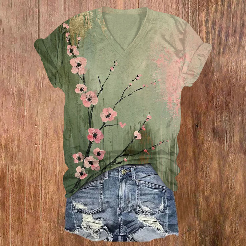 Vintage Oil Painting Print T-shirt - Green - US32-34(5XL) - image 1