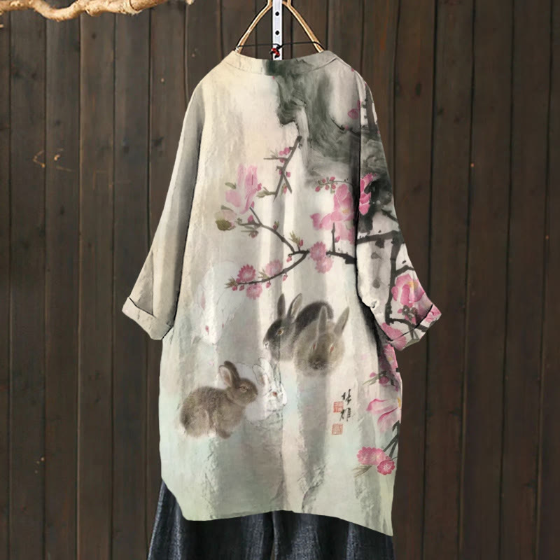 Sakura Cute Rabbit Print Cardigan - image 2