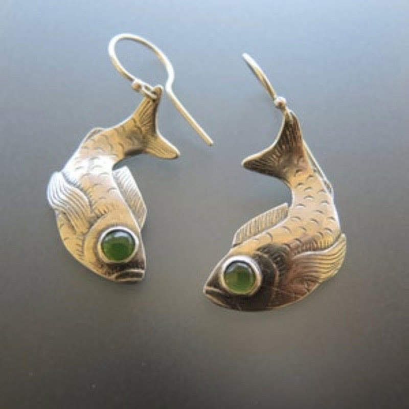 Vintage Fish Earrings - Silver - one size - image 1