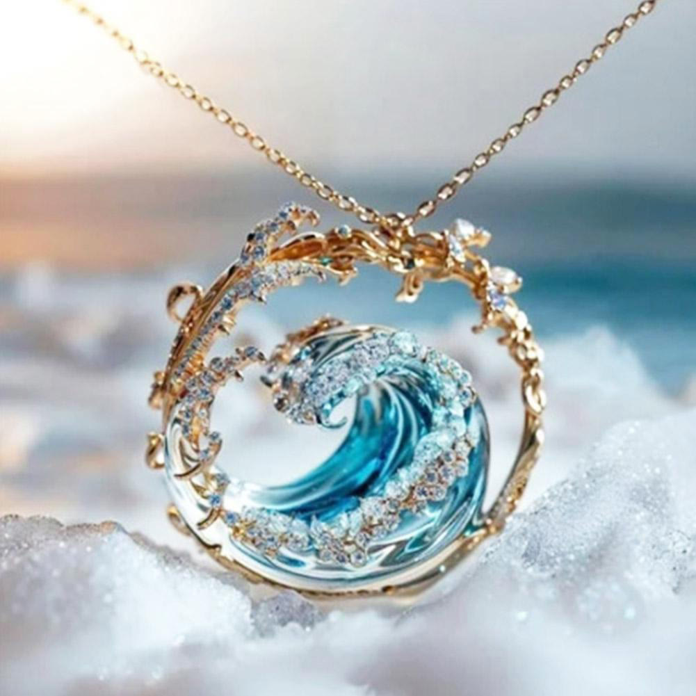 Creative Wave Necklace - Golden - one size - image 1