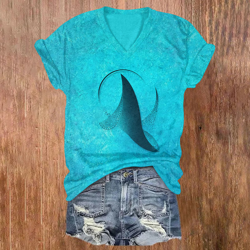 Elegant Ray Silhouette Art Print T-shirt - Blue - US32-34(5XL) - image 1