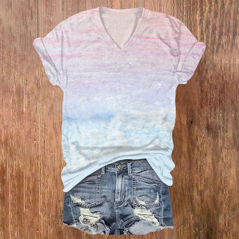 Gorgeous Ocean Wave Sunset Art Print T-shirt - Multicolor - US32-34(5XL) - image 1