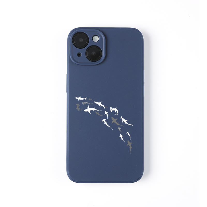 Simple Shark Print Phone Case - Dark Blue - iPhone 16 Pro Max - image 1