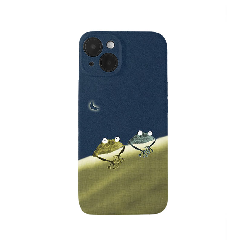 Simple Frog Color Block Print Phone Case - Dark Blue - iPhone 16 Pro Max - image 1