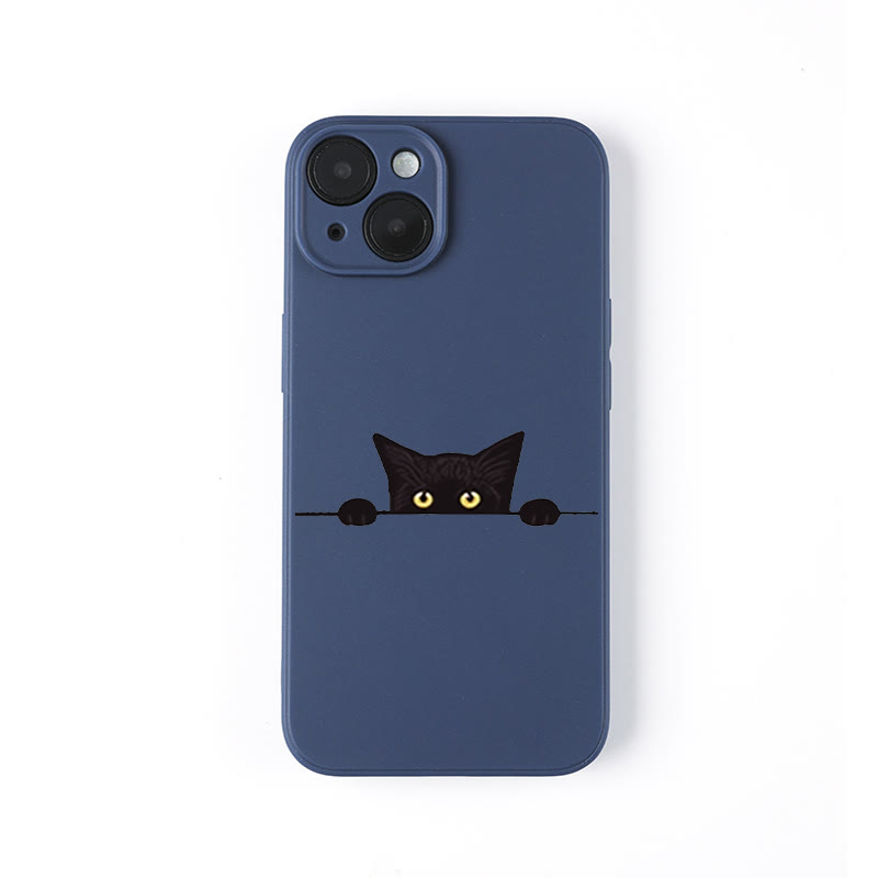 Simple Cute Cat Print Phone Case - Dark Blue - iPhone 16 Pro Max - image 4