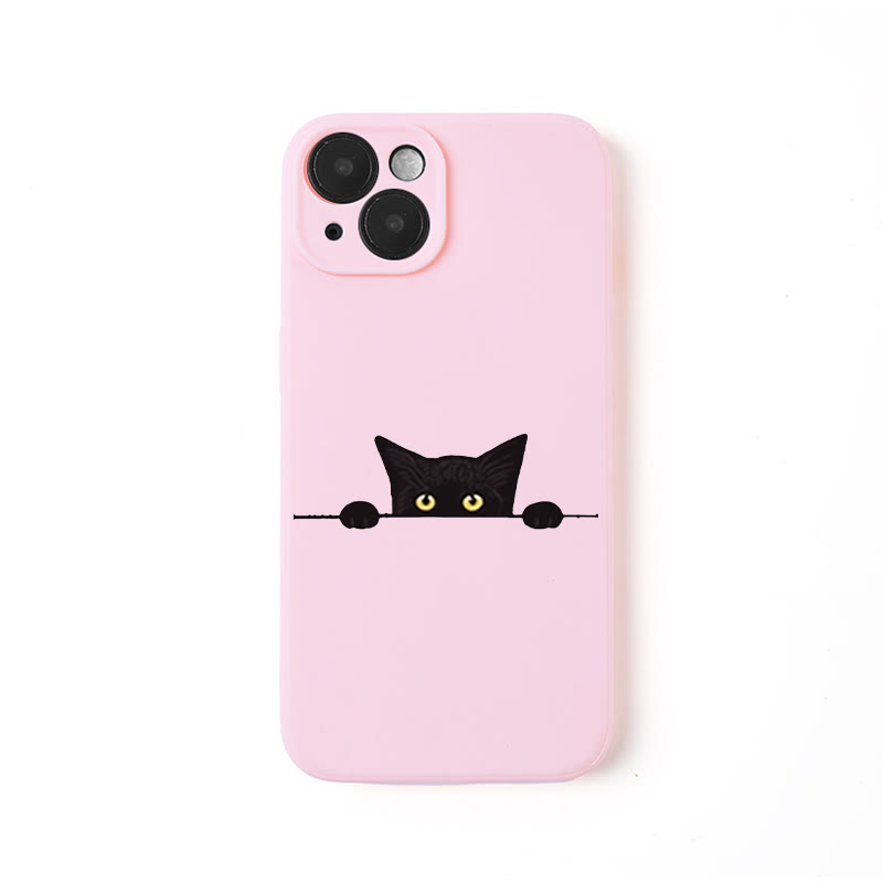 Simple Cute Cat Print Phone Case - Pink - iPhone 16 Pro Max - image 3