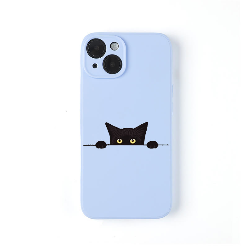 Simple Cute Cat Print Phone Case - Blue - iPhone 16 Pro Max - image 2