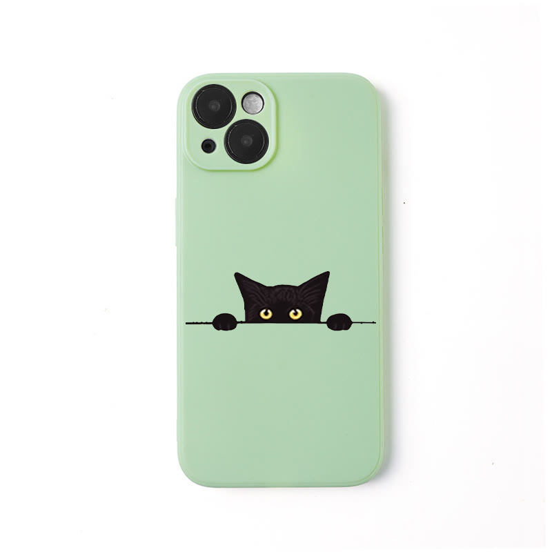 Simple Cute Cat Print Phone Case - Green - iPhone 16 Pro Max - image 1