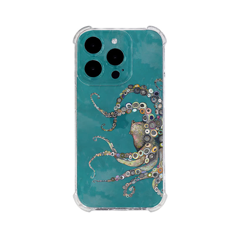 Colorful Octopus Oil Painting Print Transparent Phone Case - Transparent Color - iPhone 16 Pro Max - image 1