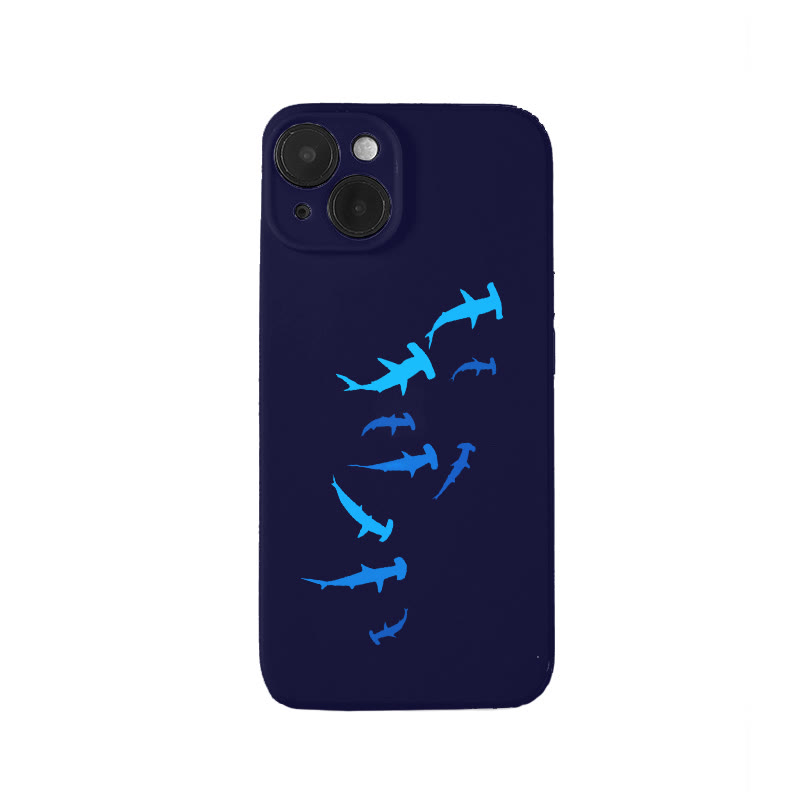 Minimalist Shark Art Print Phone Case - Dark Blue - iPhone 16 Pro Max - image 1