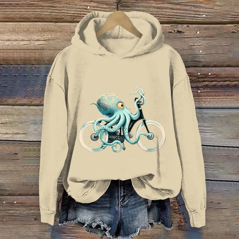 100% Cotton Softstyle Octobike Print Hoodie - Apricot - US16-18(2XL) - image 1