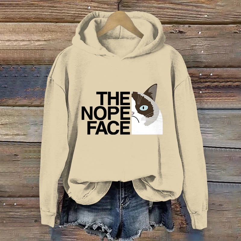 100% Cotton Funny The Nope Face Cat Print Hoodie - Apricot - US16-18(2XL) - image 1