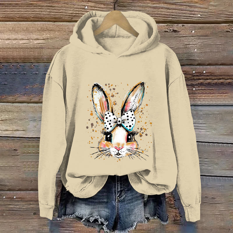 100% Cotton  Easter Fun Bunny Art Print Hoodie - Apricot - US16-18(2XL) - image 1