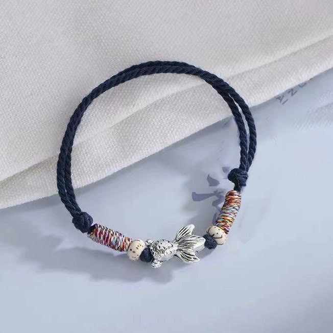 Lucky Koi Braided Bracelet - Navy Blue - one size - image 1