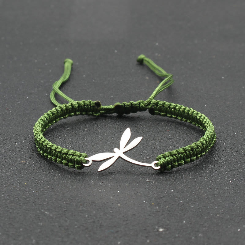 Dragonfly Braided Adjustable Bracelet - Olive Green - one size - image 10